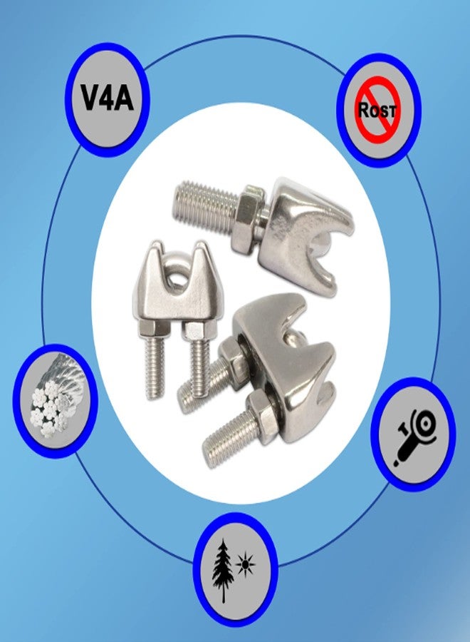 einnovative 6 mm Stainless Steel U - Bolt Type Wire Rope Clip Clamp Regular for BOAD Heavy Duty U-Bolt Type Wire Rope Clip Clamp (10) - Image 3